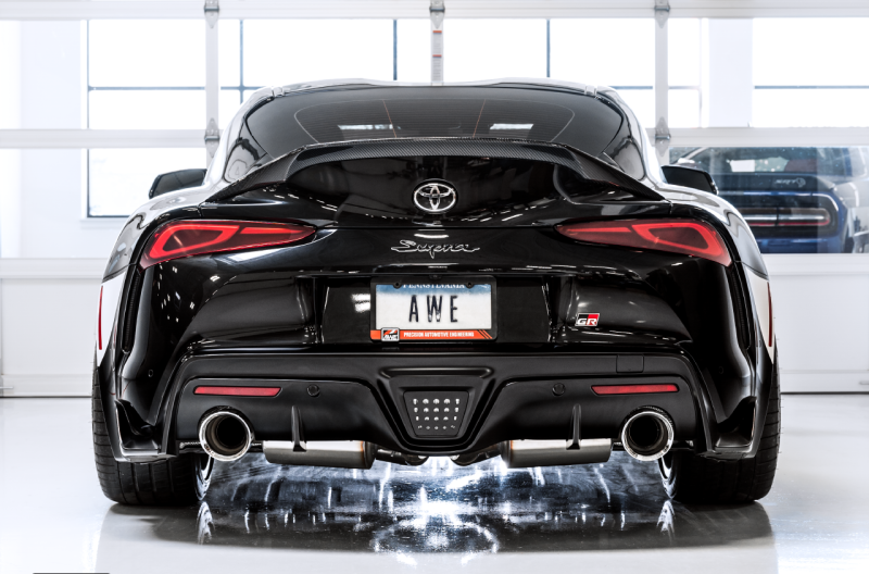 AWE 2020 Toyota Supra A90 Non-Resonated Touring Edition Exhaust - 5in Chrome Silver Tips