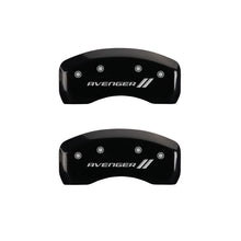 Load image into Gallery viewer, MGP 4 Caliper Covers Engraved Front &amp; Rear With stripes/Avenger Black finish silver ch