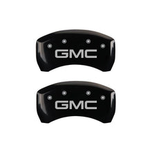 Load image into Gallery viewer, MGP 4 Caliper Covers Engraved Front &amp; Rear GMC Black Finish Silver Char 2019 GMC Arcadia