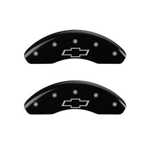 Load image into Gallery viewer, MGP 4 Caliper Covers Engraved Front &amp; Rear Bowtie Black finish silver ch