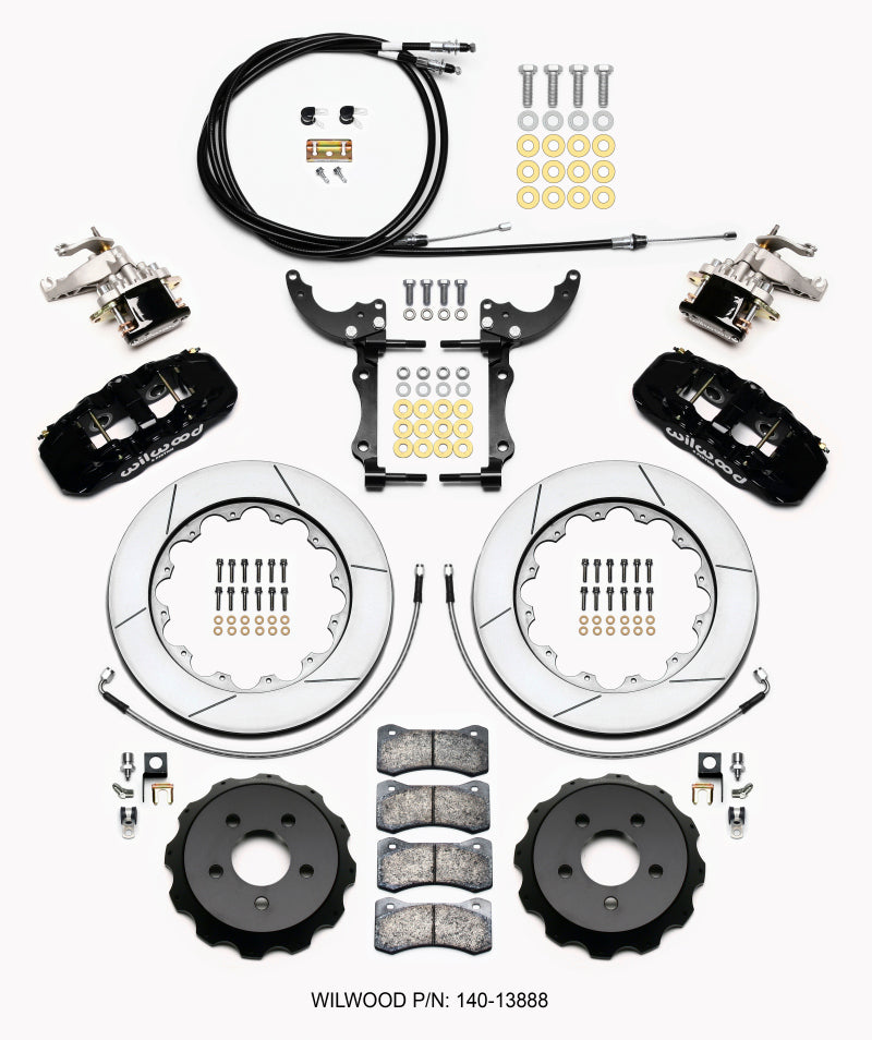 Wilwood AERO4 / MC4 Rear Kit 14.00 2015-Up Mustang w/Lines & Cables