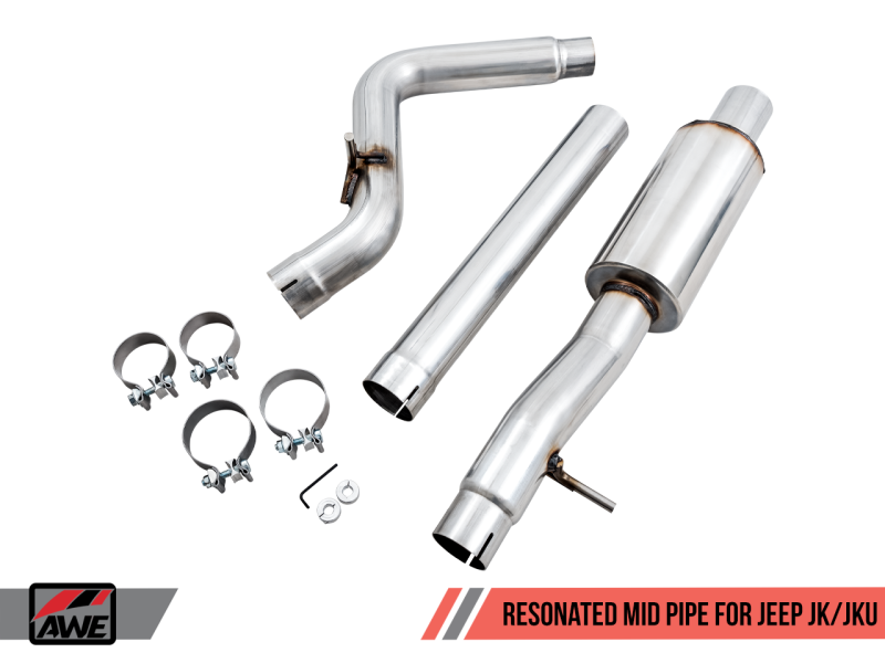 AWE Tuning 07-18 Jeep Wrangler JK/JKU 3.6L Tread Edition Axle-Back Dual Exhaust - Chrome Silver Tips