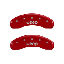 Load image into Gallery viewer, MGP 4 Caliper Covers Engraved Front &amp; Rear JEEP Red finish silver ch