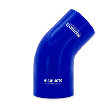 Load image into Gallery viewer, Mishimoto Silicone Reducer Coupler 45 Degree 3in to 3.75in - Blue