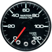 Load image into Gallery viewer, Autometer Spek-Pro Gauge Water Press 2 1/16in 120psi Stepper Motor W/Peak &amp; Warn Blk/Blk