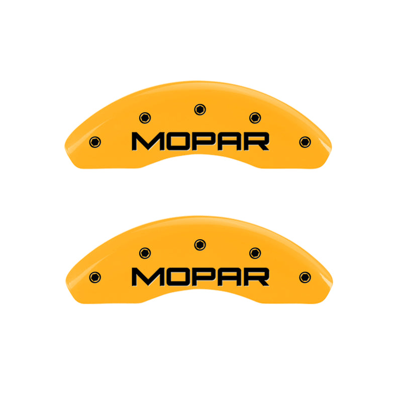 MGP 4 Caliper Covers Engraved Front & Rear MOPAR Yellow finish black ch