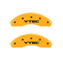 Load image into Gallery viewer, MGP 4 Caliper Covers Engraved Front &amp; Rear Vtech Yellow Finish Black Char 2001 Honda Accord