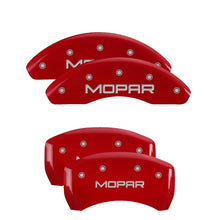 Load image into Gallery viewer, MGP 4 Caliper Covers Engraved Front &amp; Rear Silverado style/SS Red finish silver ch