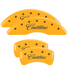 Load image into Gallery viewer, MGP 4 Caliper Covers Engraved Front &amp; Rear GMC Yellow finish black ch