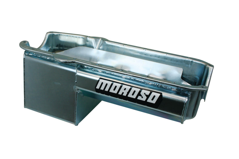 Moroso Pre-80 Chevrolet SBC/Dart Little M Power Pouch Wet Sump 7qt 8.25in Steel Oil Pan - Black