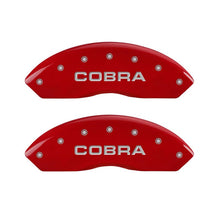 Load image into Gallery viewer, MGP 4 Caliper Covers Engraved Front &amp; Rear Cobra Red finish silver ch