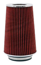 Load image into Gallery viewer, K&amp;N Universal Air Filter Chrome Round Tapered Red - 4in Flange ID x 1.125in Flange Length x 9.5in H