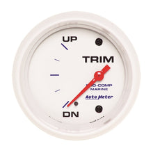 Load image into Gallery viewer, Autometer Marine White Gauge 2-5/8in Electric Trim Level Gauge 0OHM Down - 90OHM Up