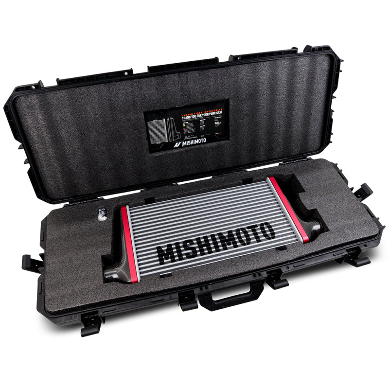 Mishimoto Universal Carbon Fiber Intercooler - Gloss Tanks - 600mm Gold Core - S-Flow - DG V-Band