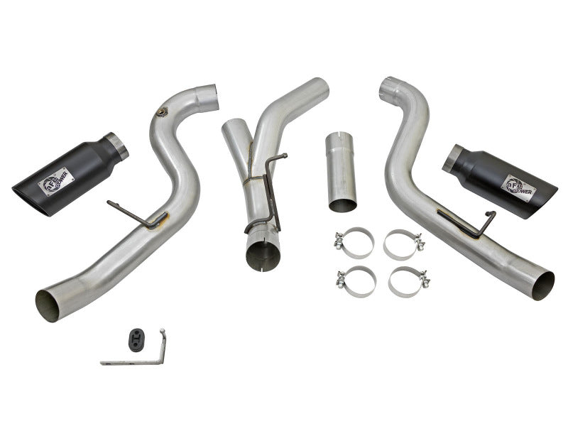 aFe Atlas Exhaust 4in Dual DPF-Back Al Steel w/ Black Tips 16-17 GM Diesel Truck V8-6.6L (td) LML