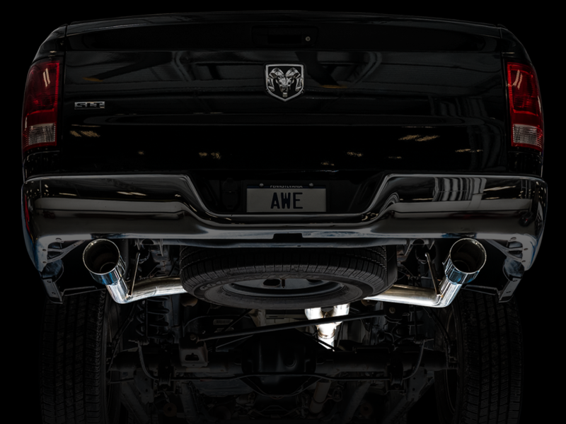 AWE Tuning 09-18 RAM 1500 5.7L (w/o Cutout) 0FG Dual Rear Exit Cat-Back Exhaust - Chrome Silver Tips