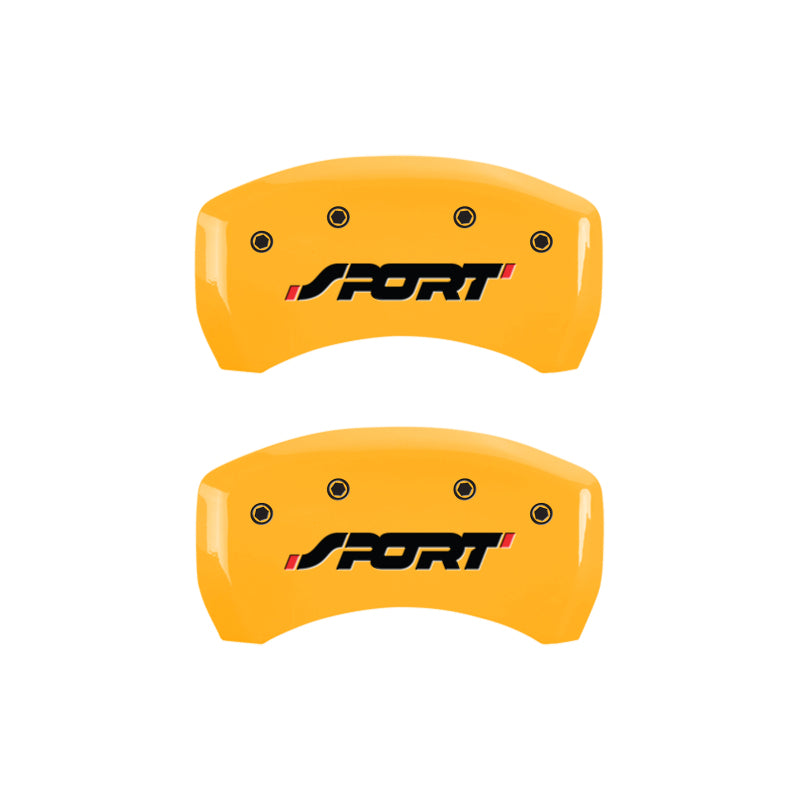 MGP 4 Caliper Covers Engraved Front & Rear SPORT Yellow finish black ch