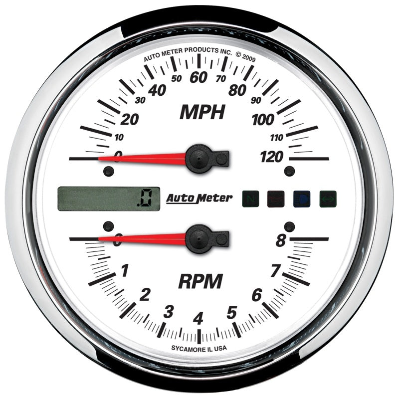 Autometer Pro-Cycle Gauge Tach/Speedo 4 1/2in 8K Rpm/120 Mph White