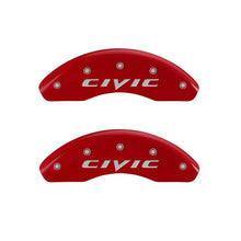 Load image into Gallery viewer, MGP 4 Caliper Covers Engraved Front &amp; Rear 2015 Honda Civic Red Finish Silver Characters