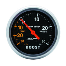 Load image into Gallery viewer, Autometer Sport-Comp 2-5/8in 30 IN HG/30 PSI Mechanical Boost/Vacuum Gauge