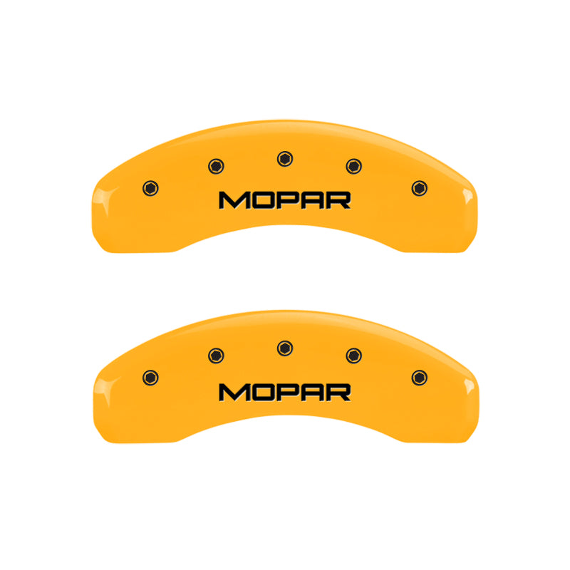 MGP 4 Caliper Covers Engraved Front & Rear MOPAR Yellow finish black ch