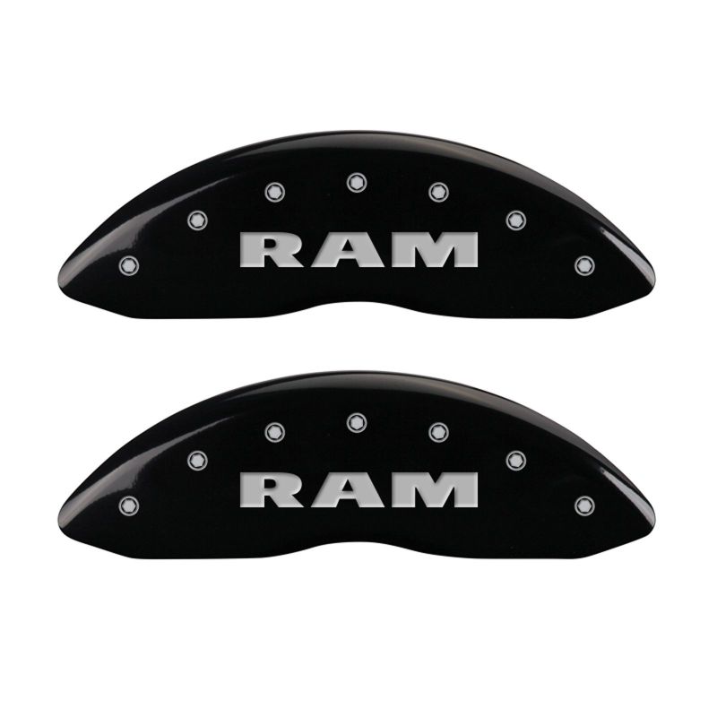 MGP 4 Caliper Covers Engraved Front RAM Engraved Rear RAMHEAD Black finish silver ch