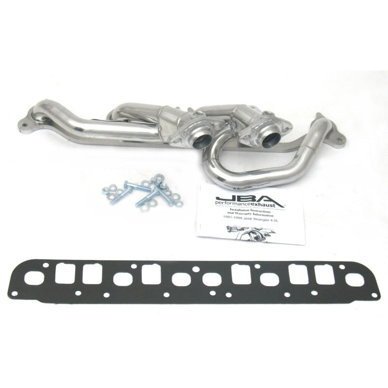 JBA 00-06 Jeep 4.0L 1-1/2in Primary Silver Ctd Cat4Ward Header