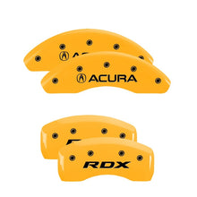 Load image into Gallery viewer, MGP 4 Caliper Covers Engraved Front Acura Engraved Rear RDX Yellow finish black ch