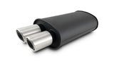 Vibrant STREETPOWER Blk Oval Muffler w/Dual Center Tip 3in Inlet ID 3in Tip OD 9in x 5in x 15in