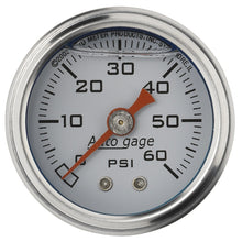 Load image into Gallery viewer, Autometer AutoGage 1.5in Liquid Filled Mechanical 0-60 PSI Fuel Pressure Gauge - White