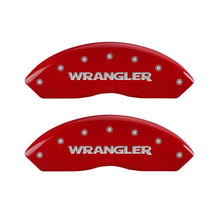 Load image into Gallery viewer, MGP 4 Caliper Covers Engraved Front &amp; Rear WRANGLER Red finish silver ch