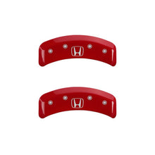 Load image into Gallery viewer, MGP 4 Caliper Covers Engraved Front Honda Engraved Rear H Logo Red finish silver ch