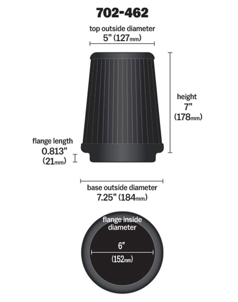 Airaid Universal Air Filter - Cone 6 x 7-1/4 x 5 x 7