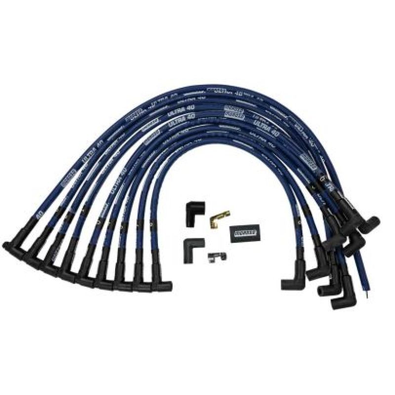 Moroso Chevrolet Small Block Ignition Wire Set - Ultra 40 - Sleeved - HEI - 90 Degree - Blue