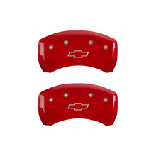 Load image into Gallery viewer, MGP 4 Caliper Covers Engraved Front &amp; Rear Bowtie Red finish silver ch