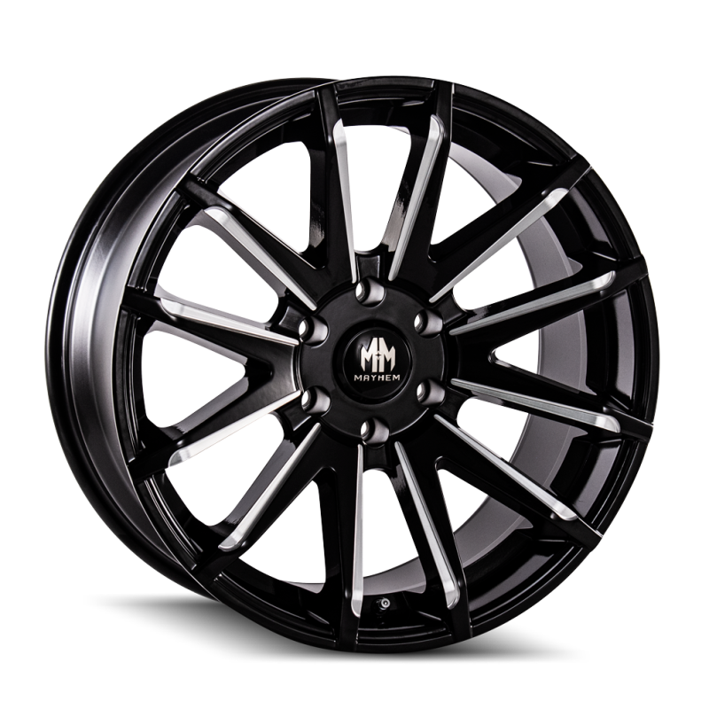 Mayhem 8109 Crossfire 22x9.5 / 6x114.3 BP / 18mm Offset / 78.3mm Hub Black w/ Milled Spokes Wheel