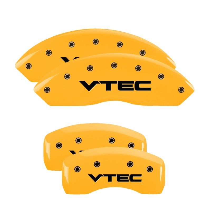 MGP 4 Caliper Covers Engraved Front & Rear Vtech Yellow Finish Black Char 2005 Honda Pilot