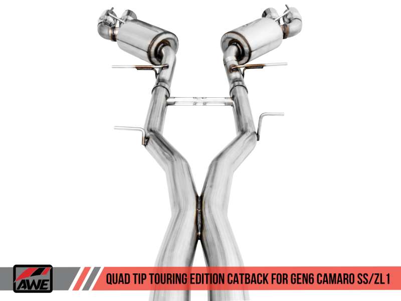 AWE Tuning 16-19 Chevy Camaro SS Non-Res Cat-Back Exhaust -Touring Edition (Quad Chrome Silver Tips)