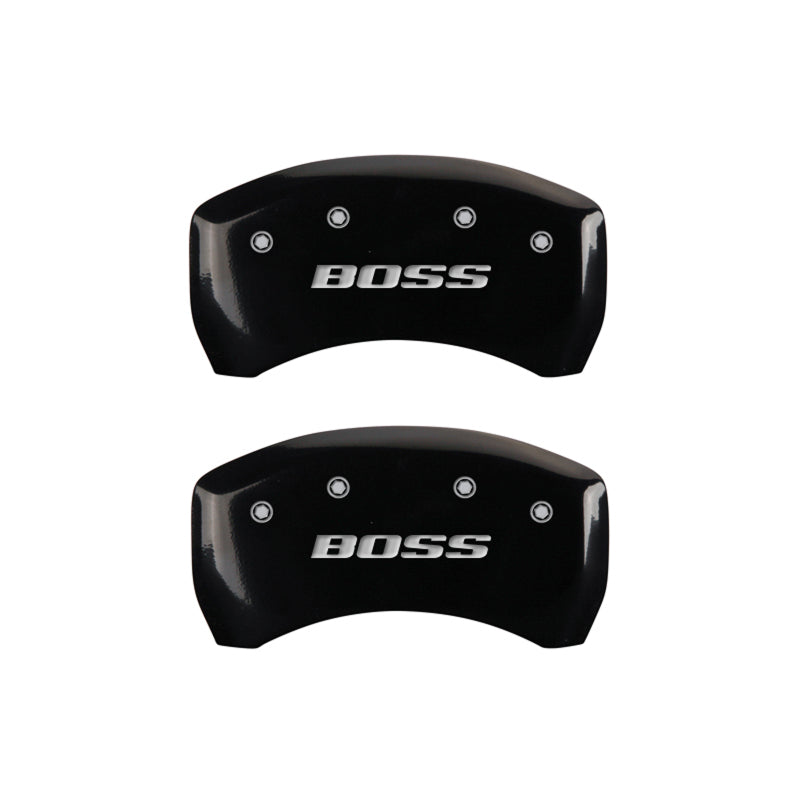 MGP Rear set 2 Caliper Covers Engraved Rear Boss Black finish silver ch