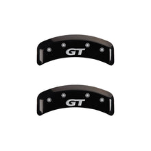 Load image into Gallery viewer, MGP 4 Caliper Covers Engraved Front Mustang Engraved Rear SN95/GT Black finish silver ch