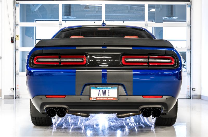 AWE Tuning 2017+ Dodge Challenger 5.7L Track Edition Exhaust - Diamond Black Quad Tips