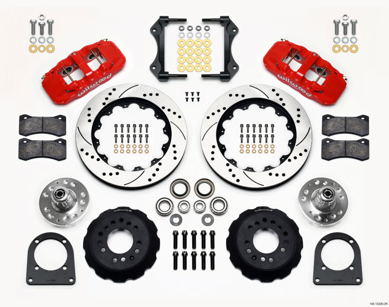 Wilwood AERO6 Front Hub Kit 14.00in Drill Red TCI-IFS 71-78 (Pinto Based)