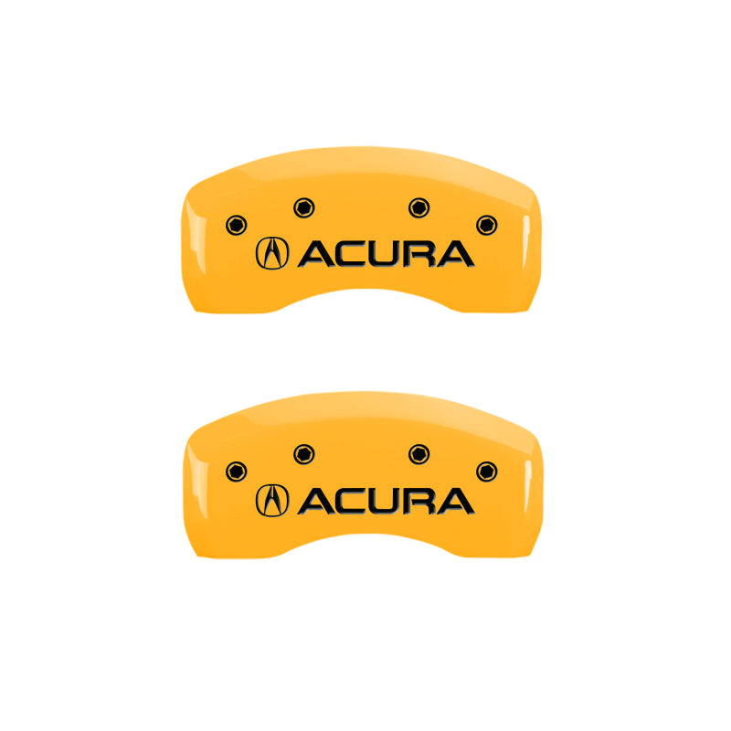 MGP 4 Caliper Covers Engraved Front & Rear Acura Yellow finish black ch