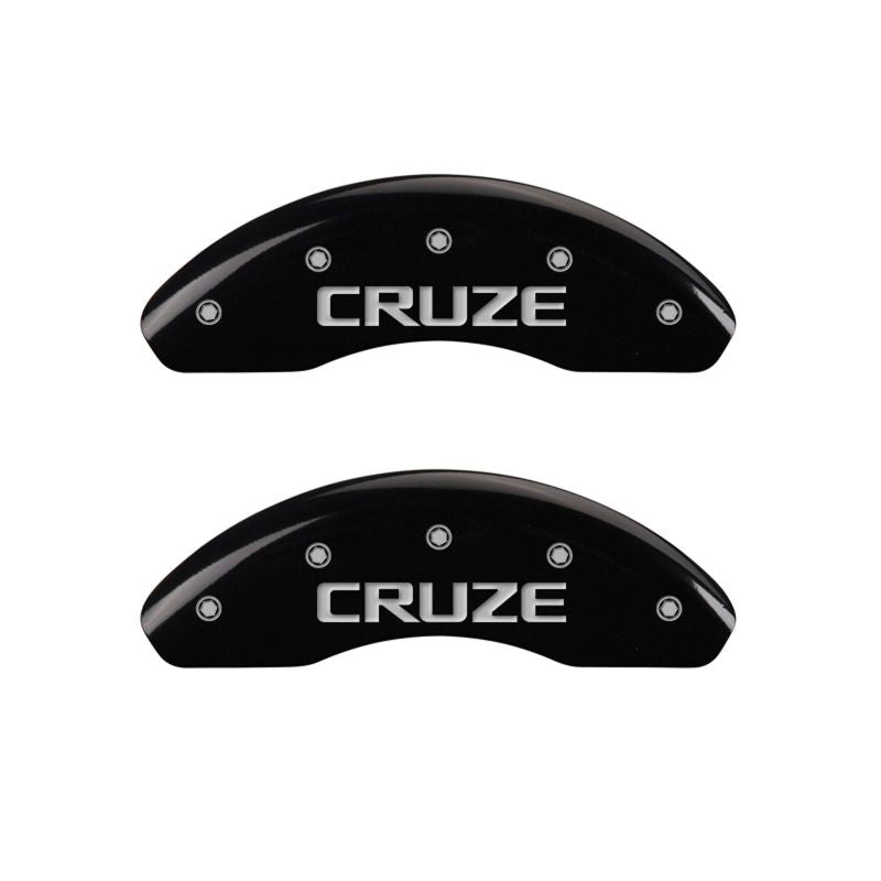 MGP 4 Caliper Covers Engraved Front & Rear Cruze Black finish silver ch