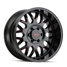 Load image into Gallery viewer, Mayhem 8110 Tripwire 20x9 / 5x150 BP / 0mm Offset / 110mm Hub Black w/ Prism Red Wheel