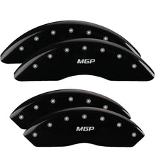 Load image into Gallery viewer, MGP 4 Caliper Covers Engraved Front &amp; Rear GMC Black finish silver ch