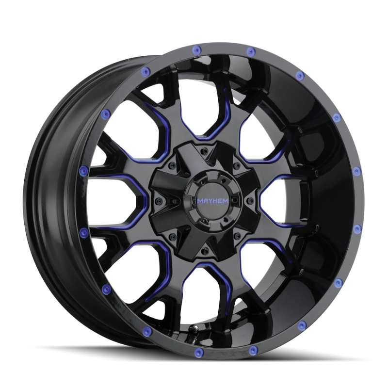 Mayhem 8015 Warrior 17x9 / 6x135 BP / -12mm Offset / 106mm Hub Black w/ Prism Blue Wheel