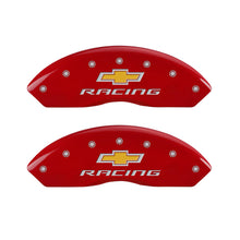 Load image into Gallery viewer, MGP 4 Caliper Covers Engraved Front &amp; Rear Chevy racing Red finish silver ch