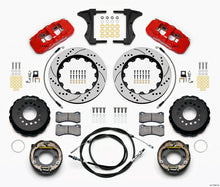 Load image into Gallery viewer, Wilwood AERO4 Rear Kit 14.00 Drilled Red 2005-2014 Mustang w/ BMR Suspn. w/Lines