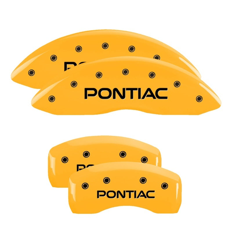 MGP 4 Caliper Covers Engraved Front Pontiac Rear Arrow Yellow Finish Blk Char 2001 Pontiac Firebird